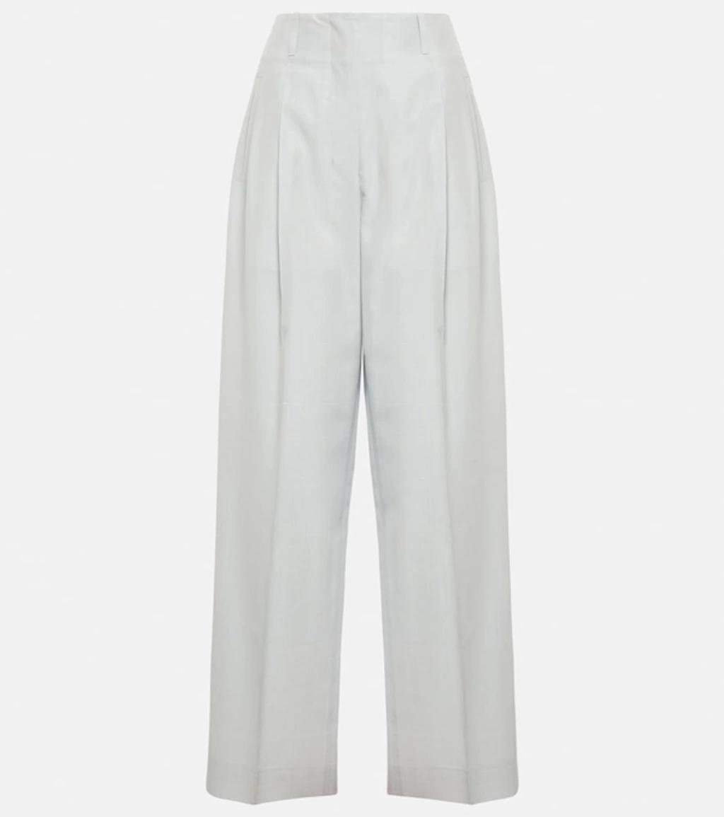 Gaugin Pleated Silk Wide-leg Pants In Blue Product Image