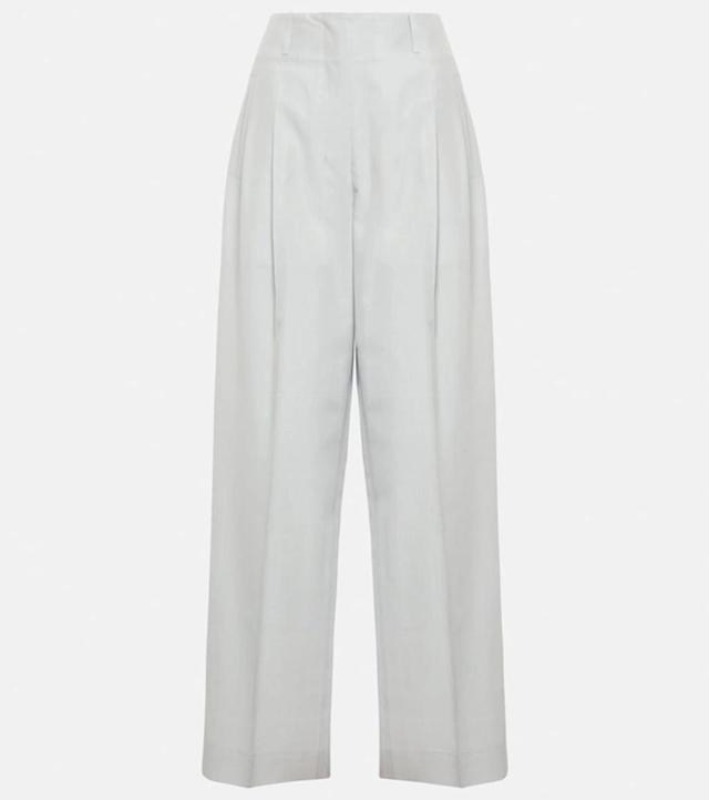 THE ROW Gaugin Pleated Silk Wide-leg Pants In Blue Product Image