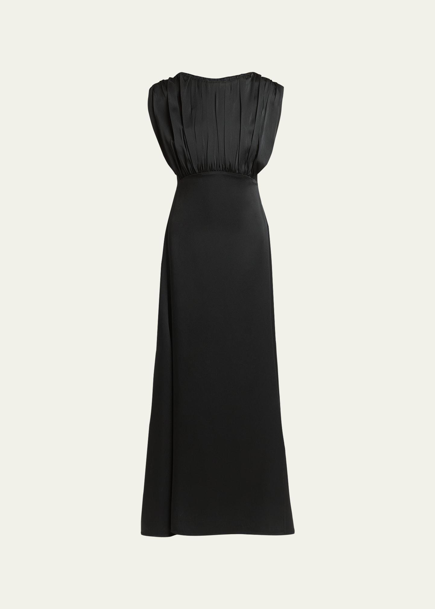 Womens Pleated Satin Gown Product Image