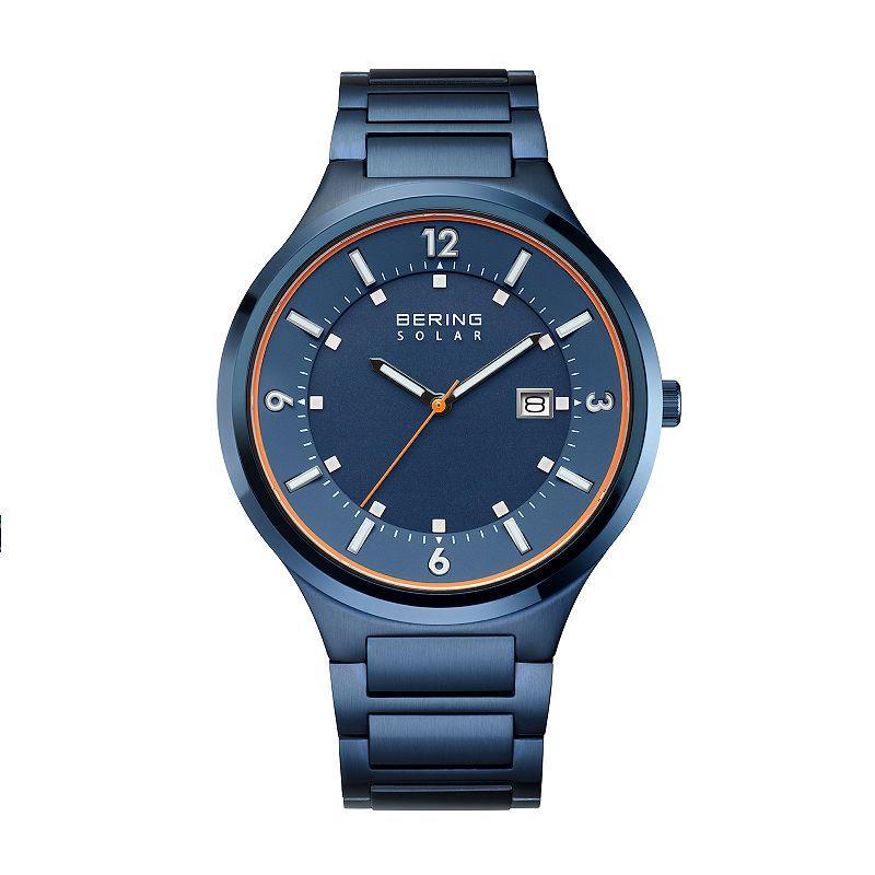 BERING Mens Slim Solar Stainless Steel Bracelet Watch Blue Product Image