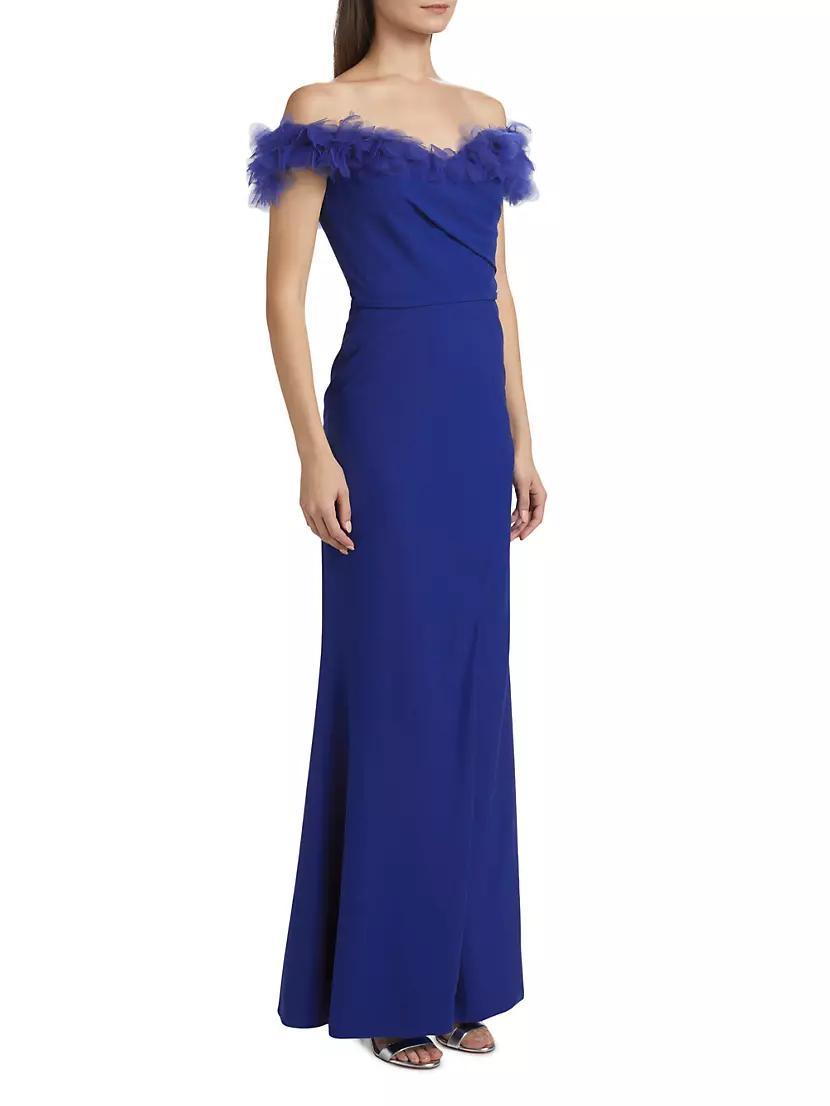 Tulle Flower & Crepe Column Gown Product Image