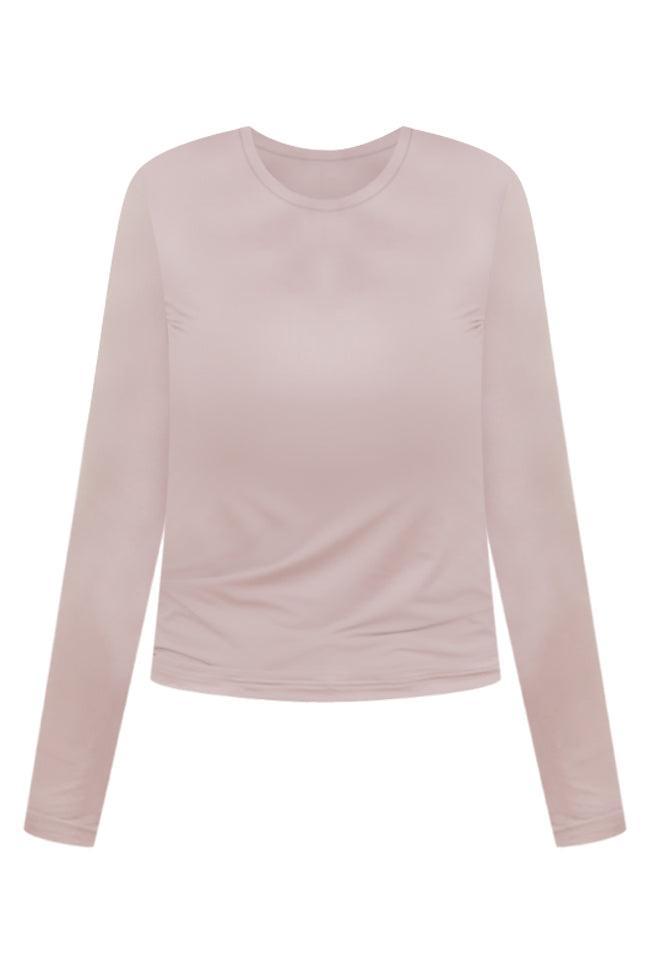 A Lovely Life Taupe Fitted Long Sleeve Layering Tee Product Image