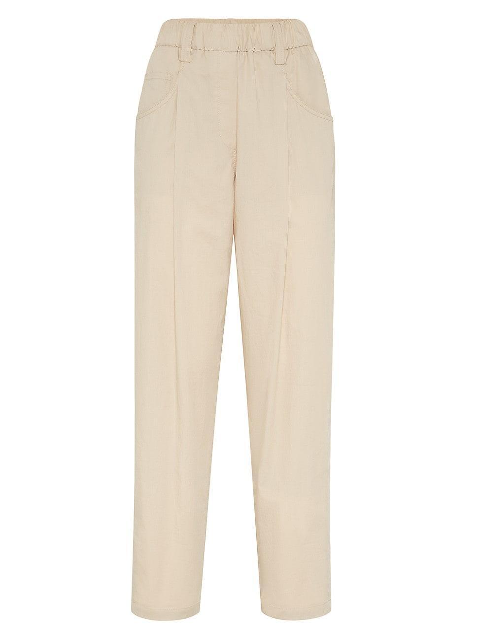 Womens Lightweight Cotton Poplin Baggy Track Trousers with Shiny Tab product image