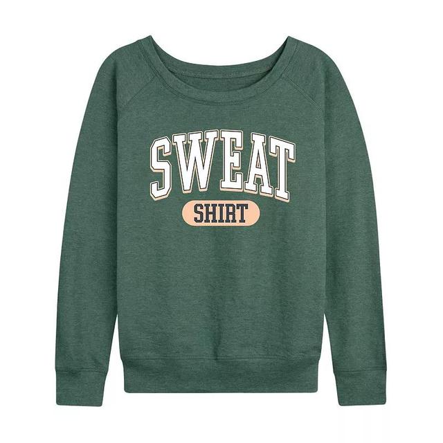 Womens Sweat Shirt Slouchy Graphic Sweatshirt Grey Green Product Image