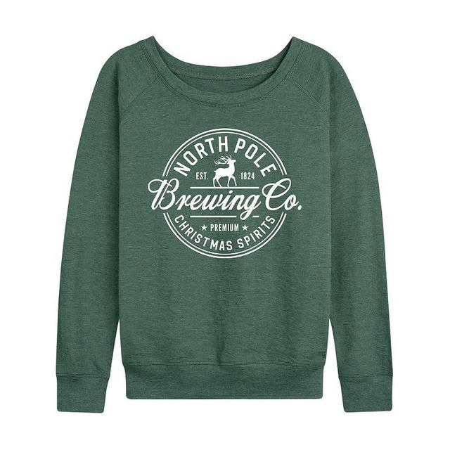 Womens North Pole Brewing Co. Slouchy Graphic Sweatshirt, Girls Grey Green Product Image