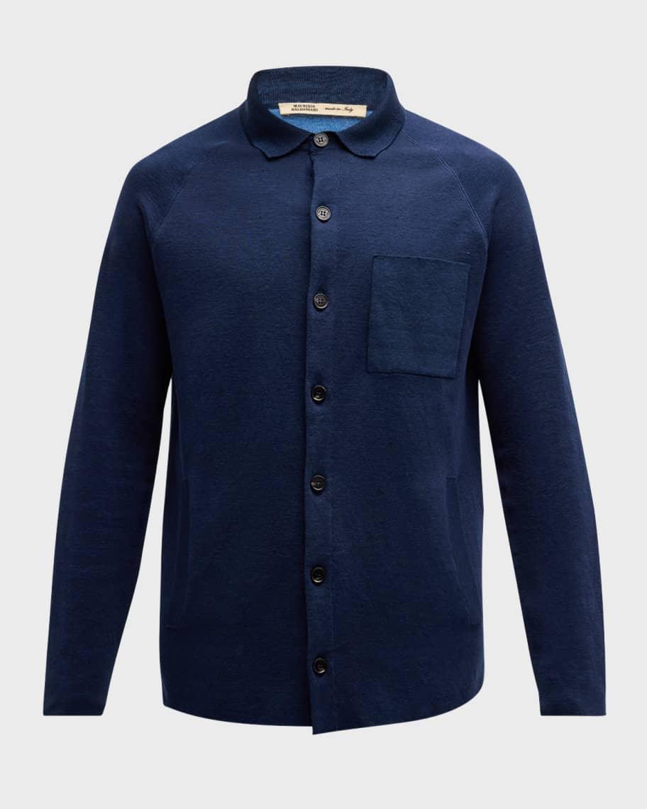 Men's Raglan-Sleeve Wool Knit Overshirt Product Image