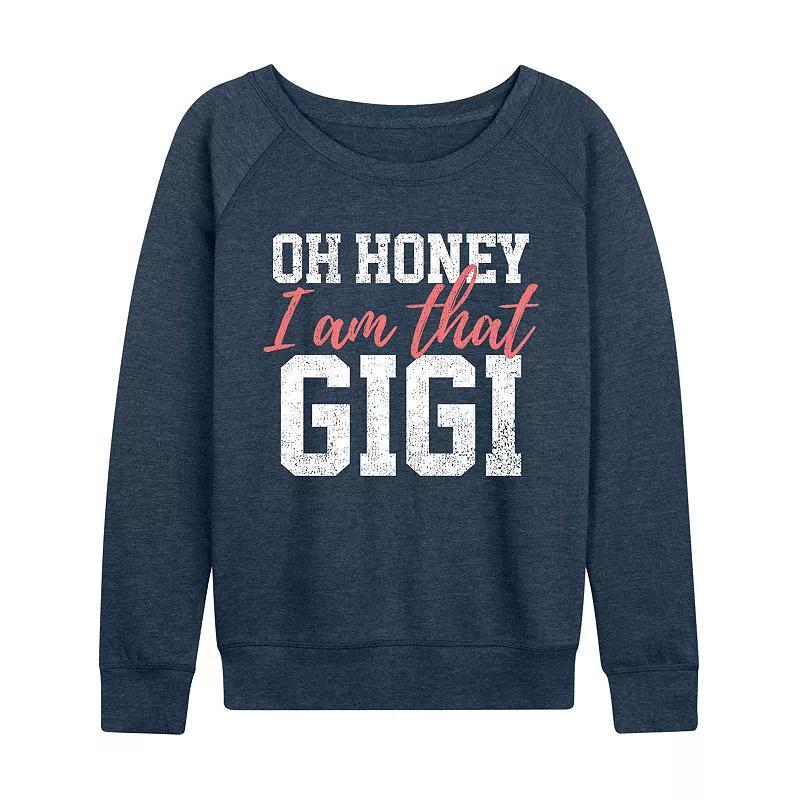 Womens Oh Honey I Am That Gigi Lightweight French Terry Sweatshirt, Girls Grey Indigo Product Image