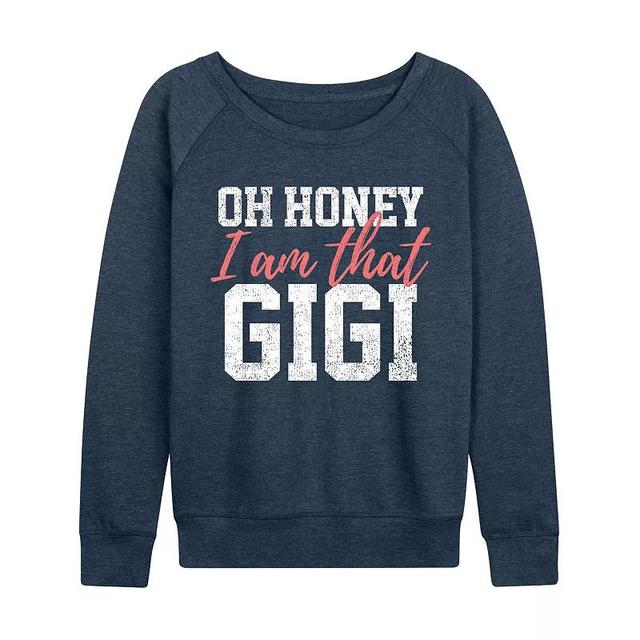 Womens Oh Honey I Am That Gigi Lightweight French Terry Sweatshirt, Girls Grey Indigo Product Image