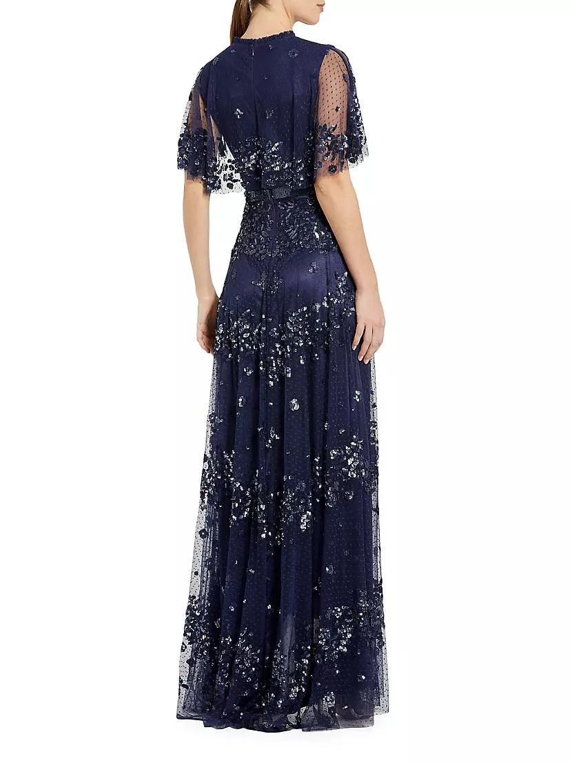 Sequin-Embellished A-Line Tulle Gown Product Image