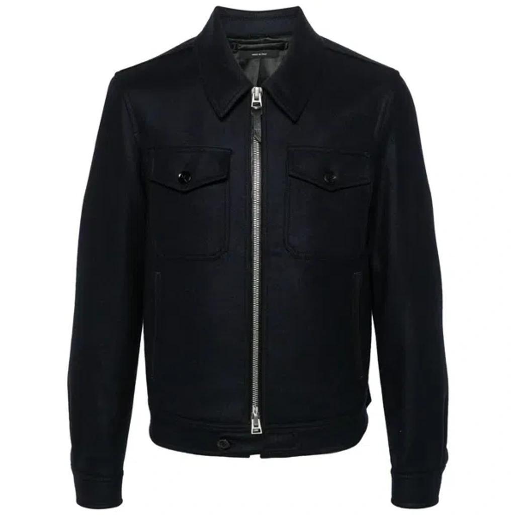 TOM FORD Wool Shirt Jacket In Blue Product Image