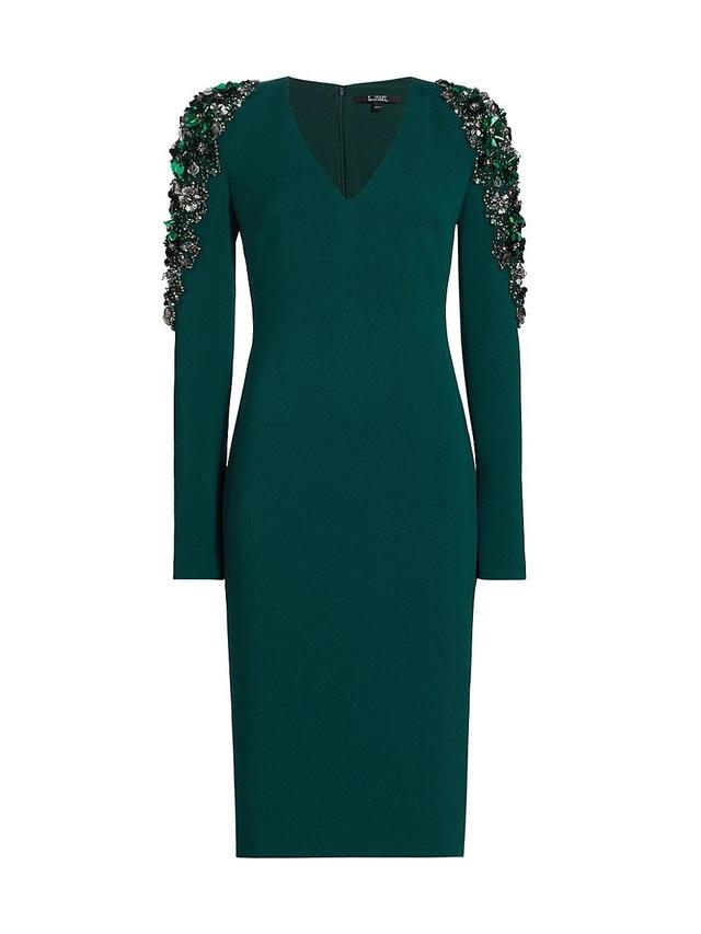 Womens Embellished V-Neck Sheath Dress Product Image