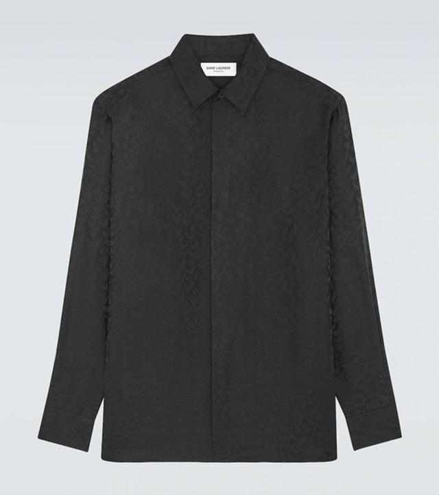 Silk Patterned Jacquard Shirt In Black Product Image