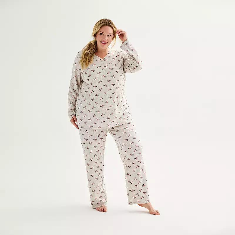 Plus Size Croft & Barrow Long Sleeve Pajama Top & Pajama Pants Set, Womens Product Image