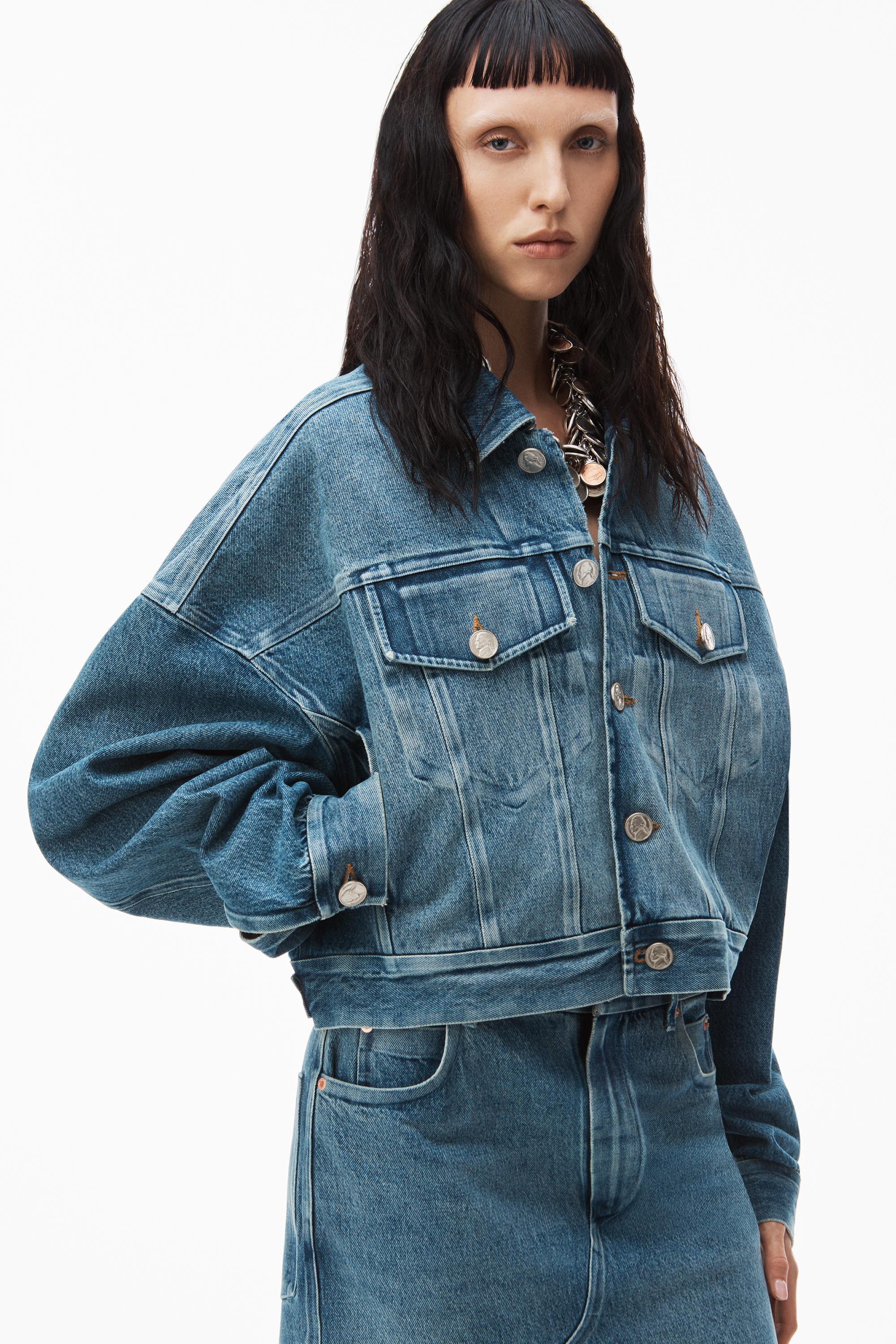 Bonded Rounded Trucker Jacket In Cotton Denim Product Image