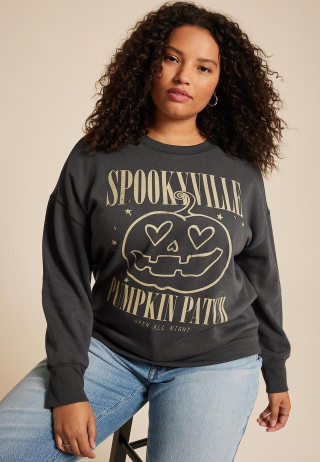 Maurices Plus Size Womens Spookyville Pumpkin Patch Relaxed Fit Sweatshirt Size 3X Product Image