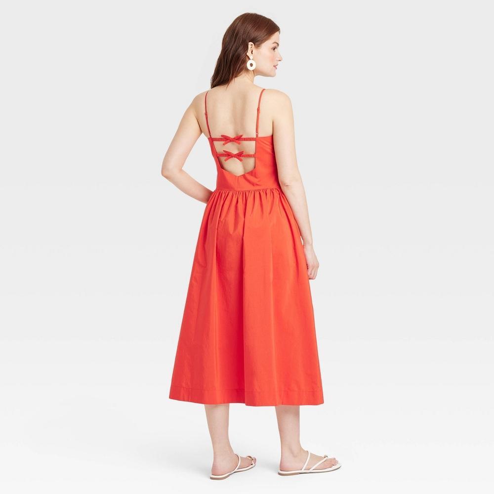 Womens Dropped Waist Midi A-Line Dress - A New Day Red 16 Product Image