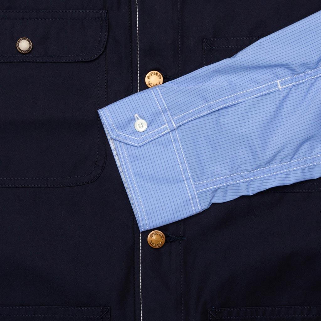 Mixed Fabric Shirt - Blue/Navy Male Product Image