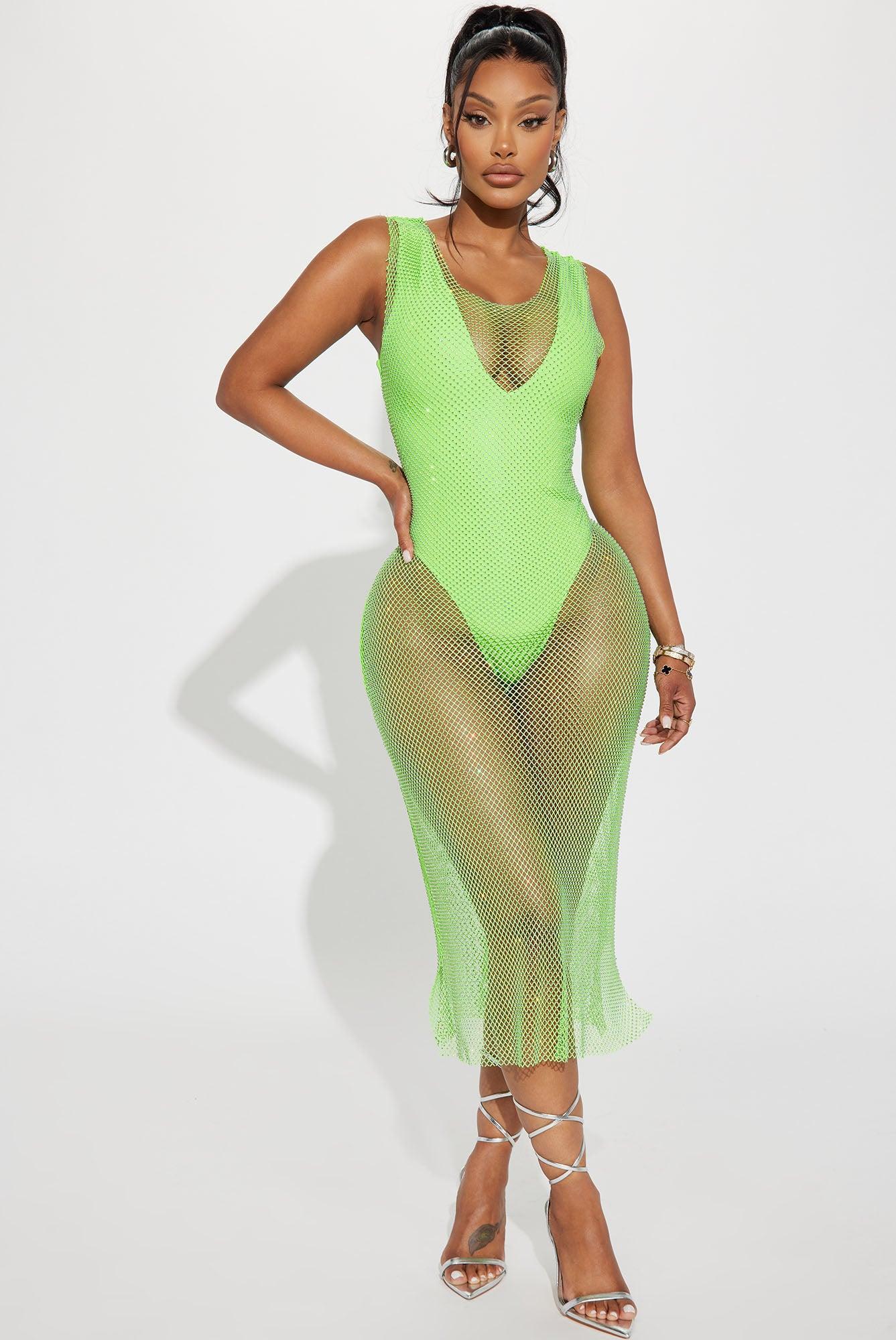 Showstopper Tonight Embellished Midi Dress - Lime Product Image