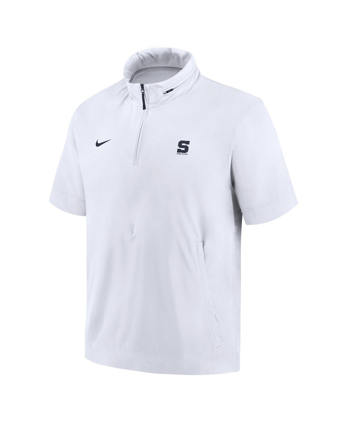 NIKE Men's White Penn State Nittany Lions 2024 Sideline Coach Short Sleeve Half-zip Hoodie Jacket In White,navy Product Image