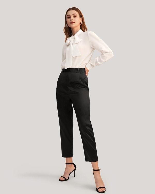 Comfort Fit Silk Cigarette Pants Product Image