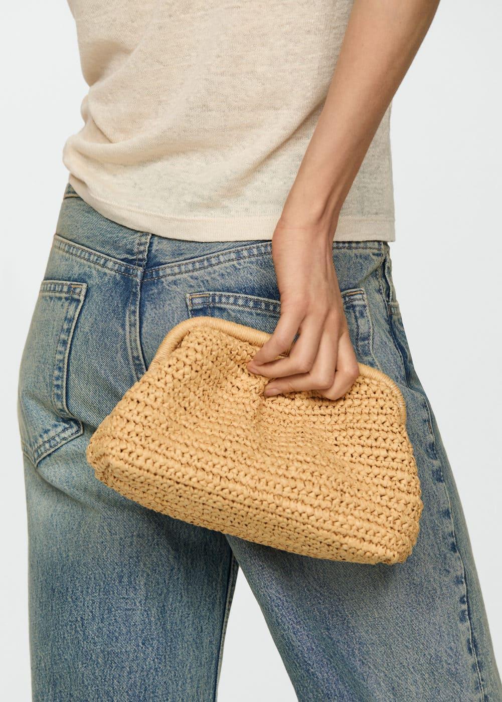 MANGO - Rattan clutch bag - One size - Women Product Image