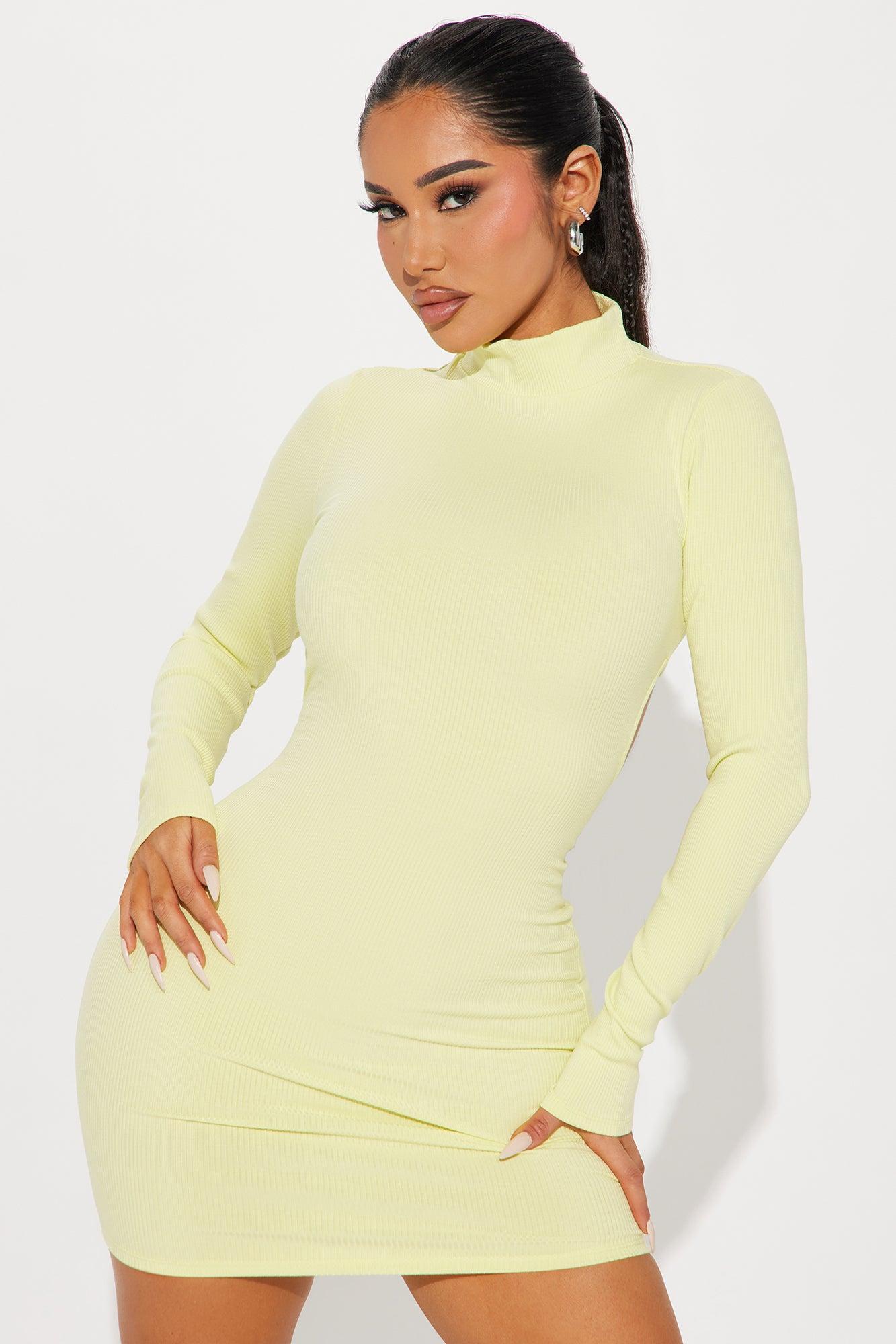 Iris Snatched Mini Dress - Citron Product Image