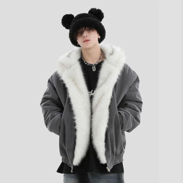 Furry Trim Zip-Up Padded Jacket Product Image