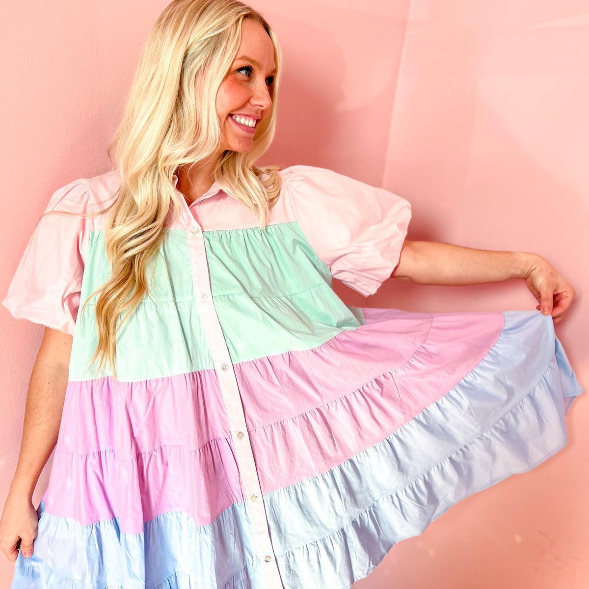 Pretty Pastels Colorblock Dress Product Image