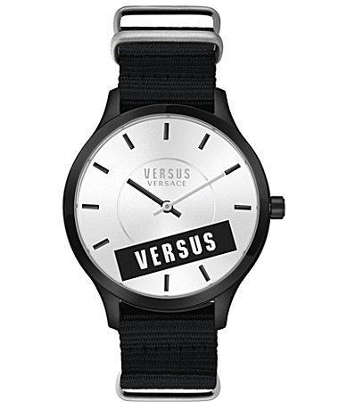 Versus By Versace Mens Less Analog Black Nylon Strap Watch Product Image