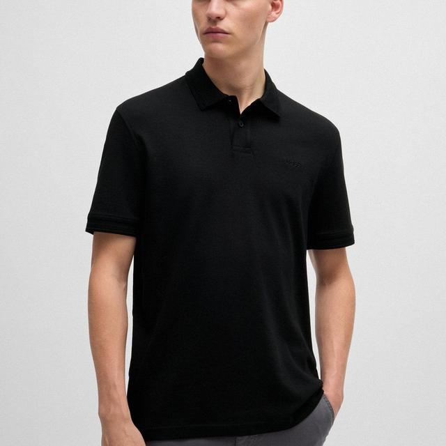 BOSS Interlock-cotton polo shirt with logo print Product Image