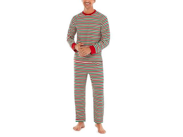 Pajamarama Team ELF Long PJ Set (Red/Green/White Stripe) Men's Pajama Sets Product Image