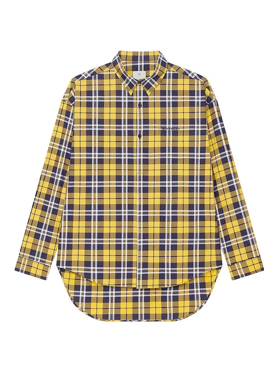 Mens Oversized Asymmetrical Checked Shirt in Cotton Product Image