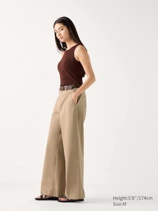 Womens Wide Chino Pants (Tall) Beige XL UNIQLO US Product Image