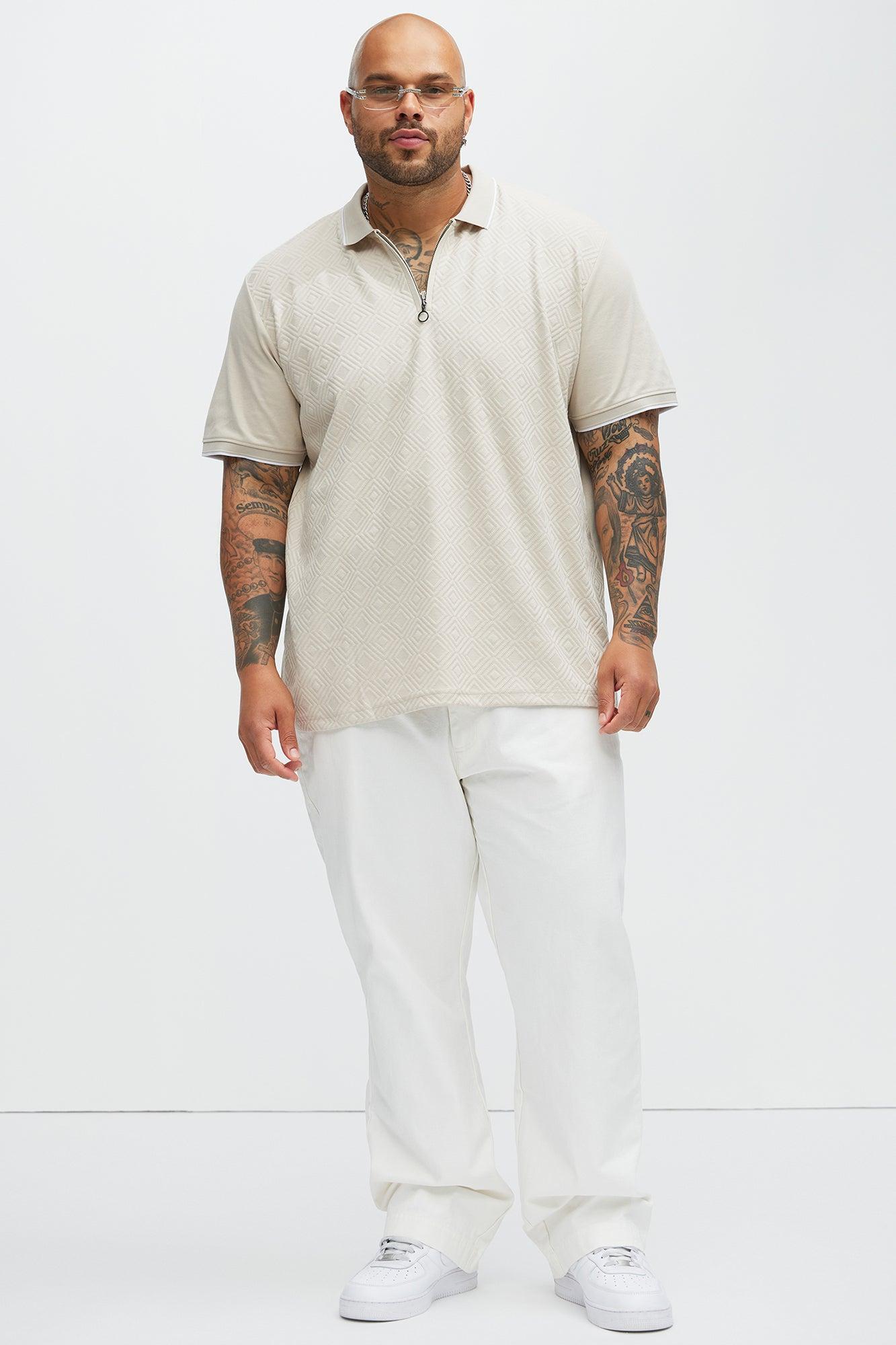 Diamond Textured Short Sleeve Polo - Sand Product Image