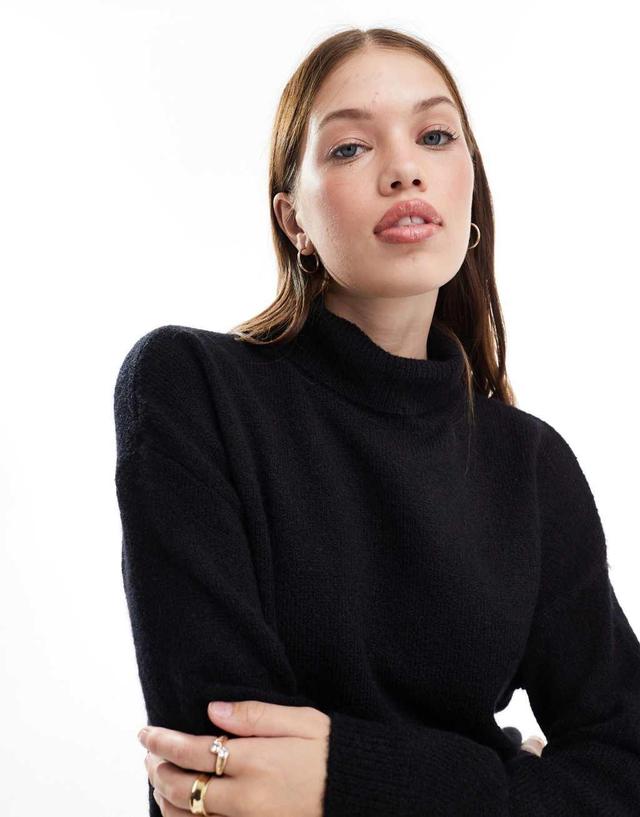 ASOS DESIGN knitted high neck sweater in black Product Image