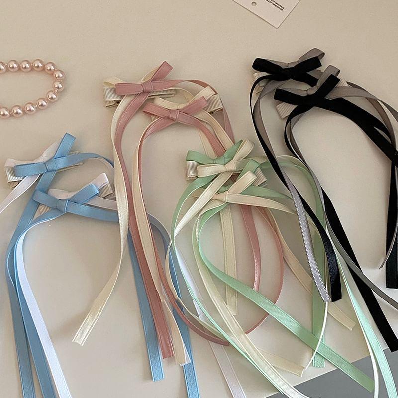 Color-Block Ribbon Bow Hair Clip Product Image