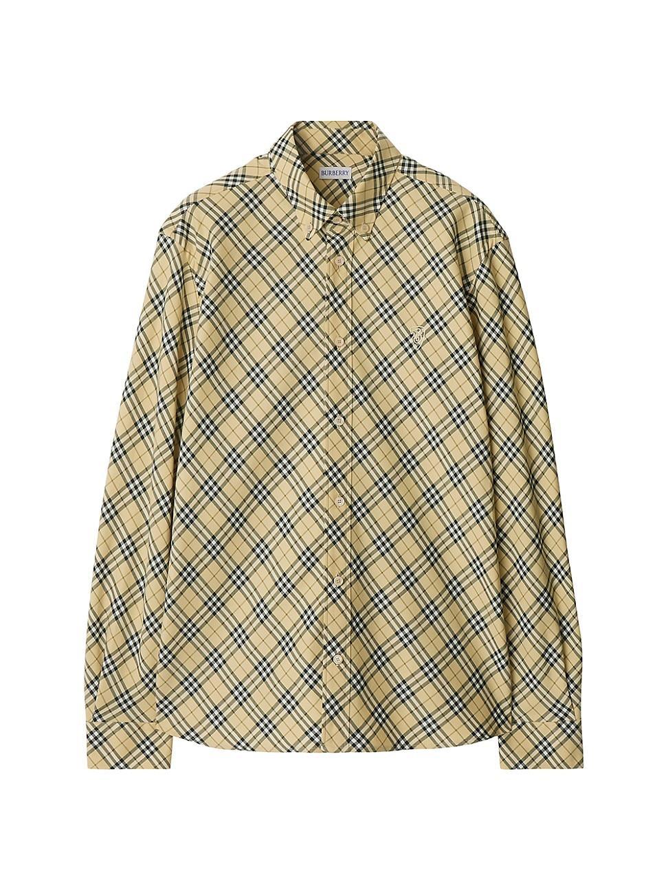 Mens Check Cotton Button-Down Shirt Product Image