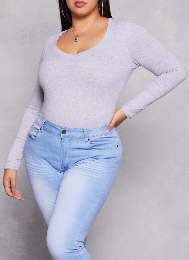 Womens Plus Size Basic Long Sleeve V Neck Tee Product Image