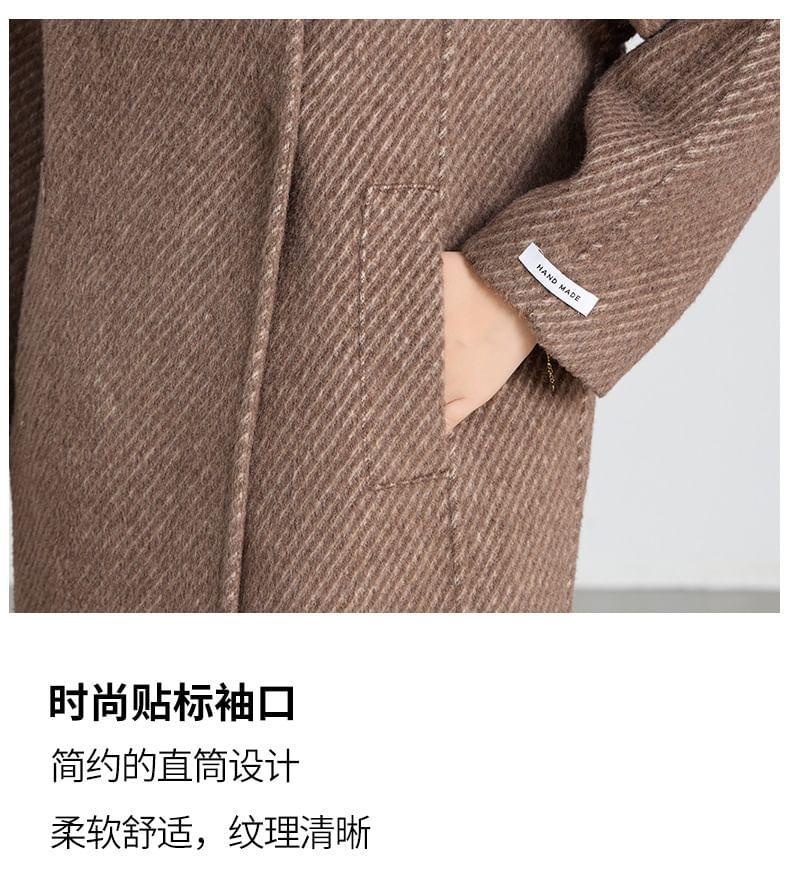 Stand Collar Striped Buttoned Long Coat Product Image