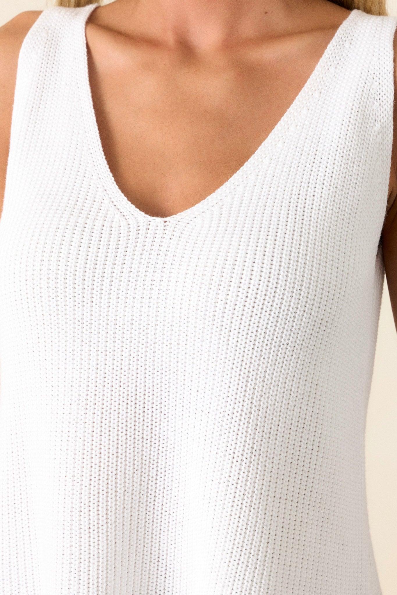 Retro Radiance Ivory Knit Tank Top Product Image