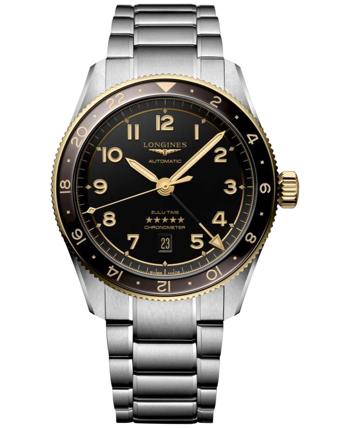 Longines Mens Swiss Automatic Spirit Zulu Time Stainless Steel Bracelet Watch 42mm - Silver And 18K Gold Product Image