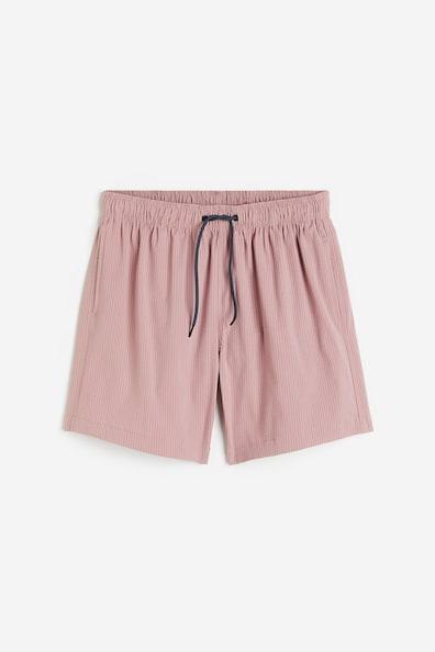 H & M - Seersucker Swim Shorts - Pink Product Image