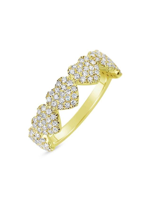 Womens 14K Yellow Gold & 0.62 TCW Diamonds Hearts Ring Product Image