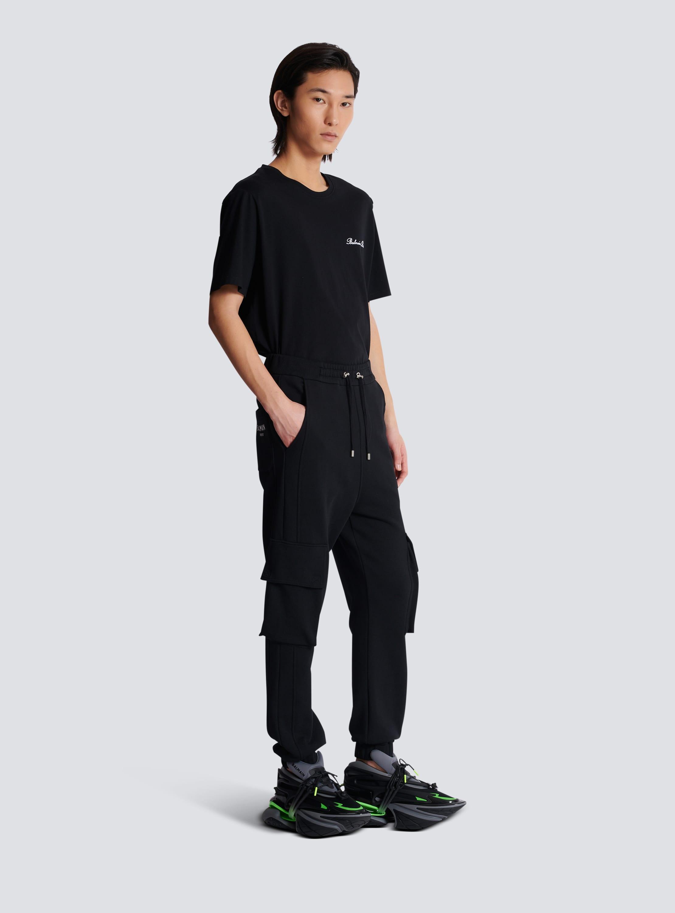 Cargo joggers with Balmain Paris print Product Image