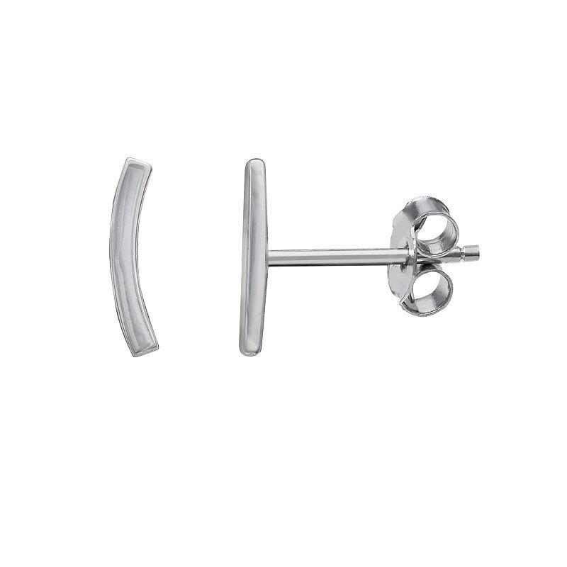 PRIMROSE Sterling Silver Polished Curved Bar Stud Earrings, Womens, Silver Tone Product Image