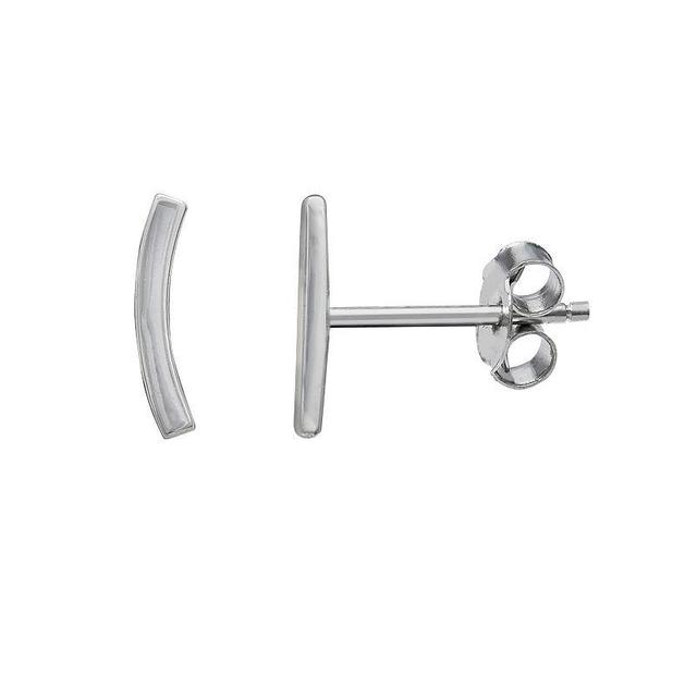 PRIMROSE Sterling Silver Polished Curved Bar Stud Earrings, Womens Product Image