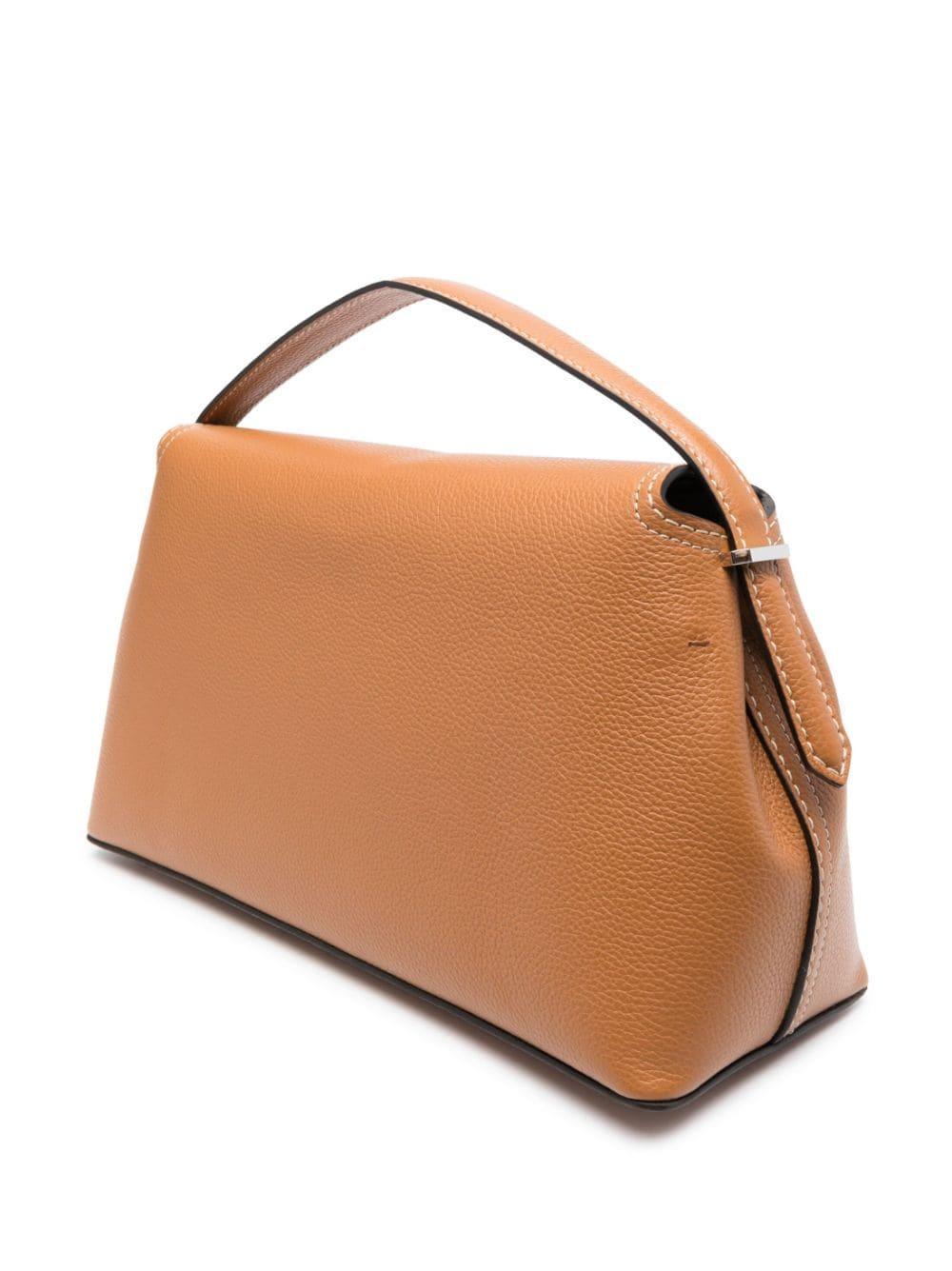 T-lock Leather Tote Bag In Brown Product Image