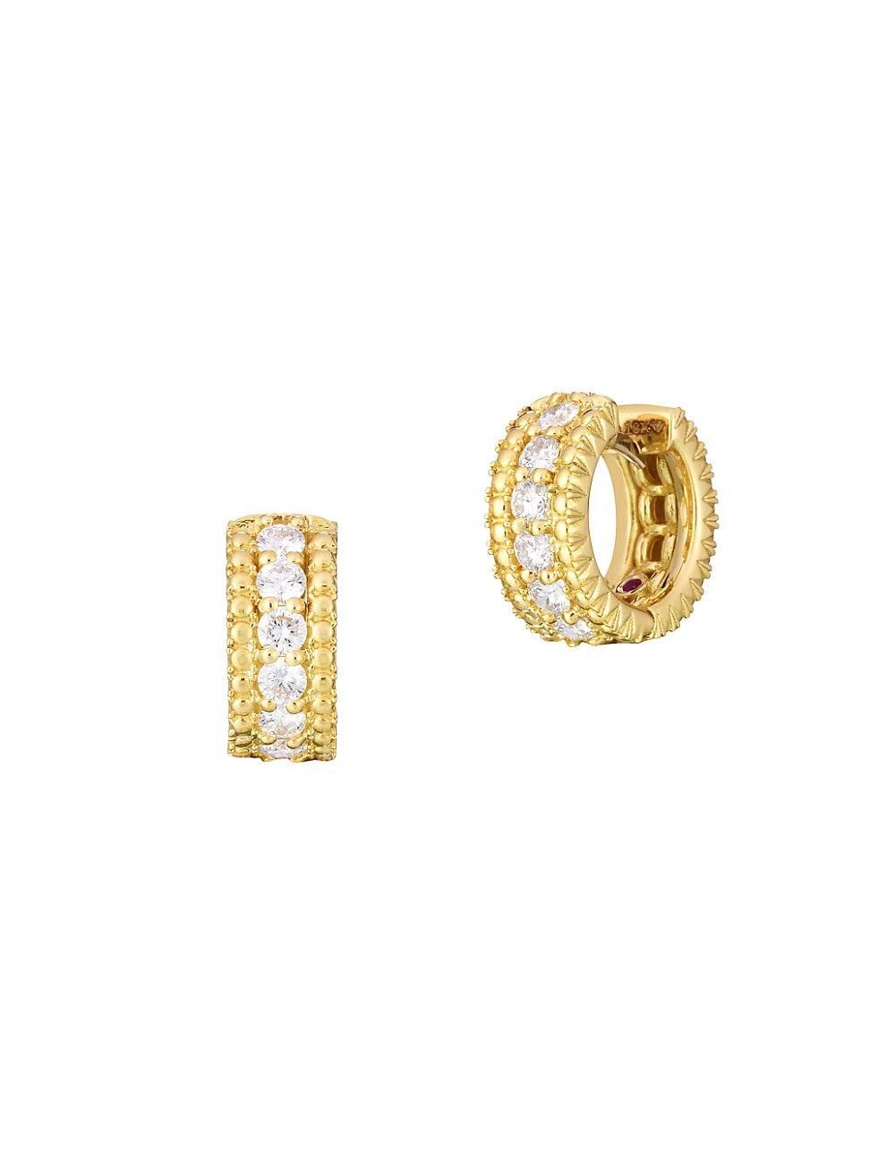 Womens Siena 18K Gold & Diamond Huggie Hoop Earrings Product Image