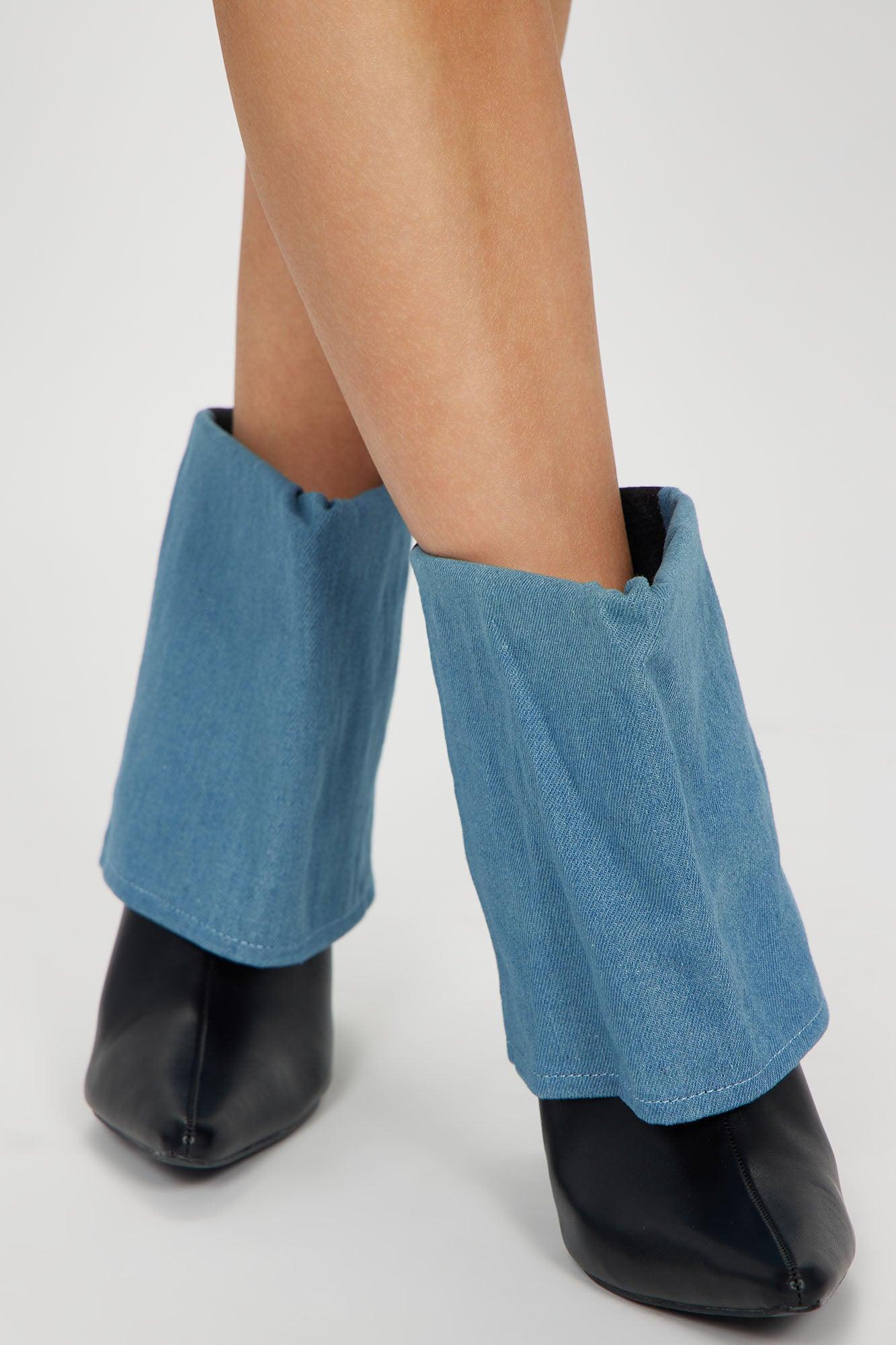 Celine Denim Overlay Booties - Black/combo Product Image