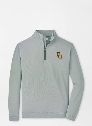 Peter Millar Mens Baylor Perth Sugar Stripe Performance Quarter-Zip | Color: Green / White | Size: L Product Image